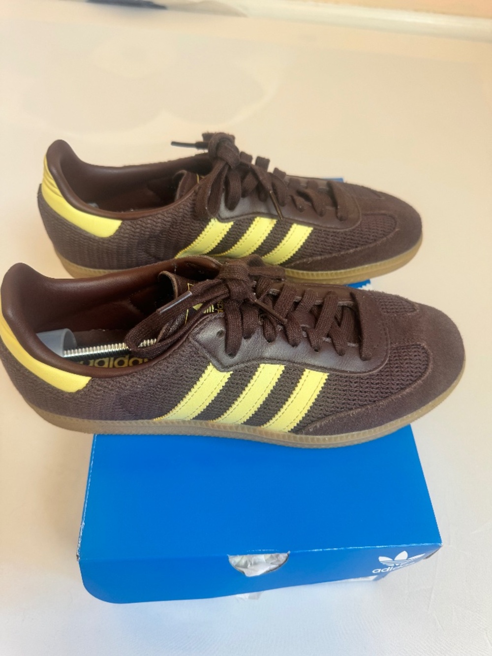 Adidas Samba OG W Shadow Brown Powder Yellow Sz 9